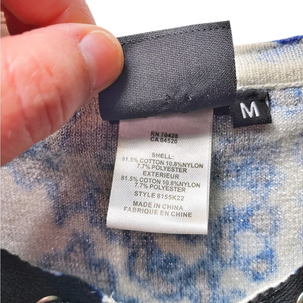 Sharon Young Black and Blue Animal Print Shimmer Long Sleeve Cardigan - Picture 9 of 15